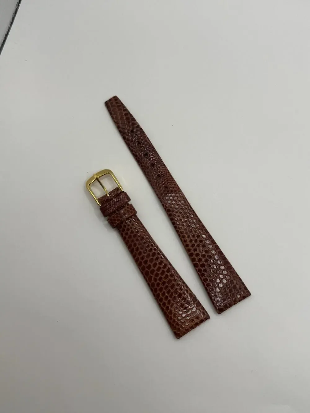 16mm KREISLER Genuine Lizard Honey NOS Vintage Watch Band & Gold-Tone Buckle